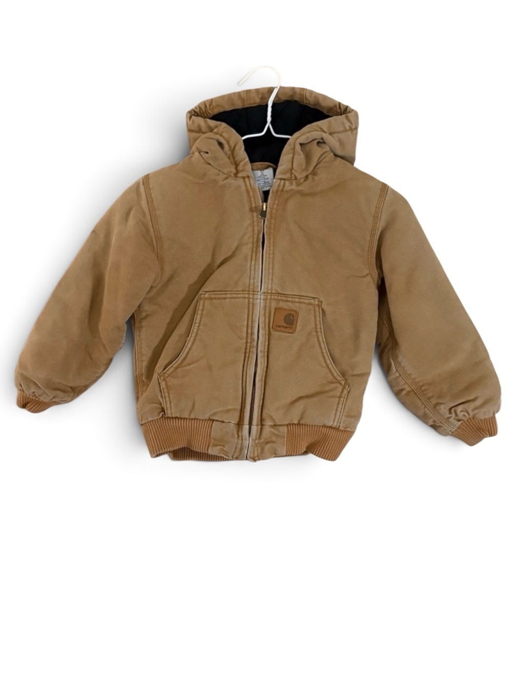Carhartt Kids Vintage Brown Duck Canvas Blanket Lined Winter Hooded Jacket